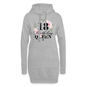 18ème anniversaire Anniversaire Reine 18 ans - Sweat-shirt à capuche long Femme - gris chiné - Devant