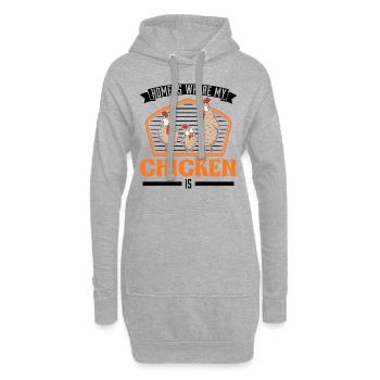 La maison est l’endroit où mon poulet est poulets - Sweat-shirt à capuche long Femme - gris chiné - Devant