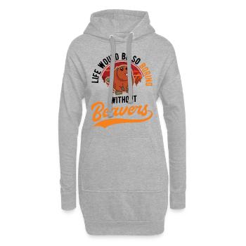 Life would be so boring without Beavers Biber - Hoodie-Kleid - Grau meliert - Vorne