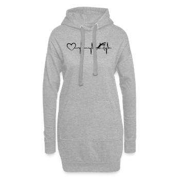 Sharkfish Shark Heartbeat Shark Großer weißer Hai - Hoodie-Kleid - Grau meliert - Vorne