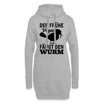 Der Frühe Vogel Fängt Den Wurm - Frühaufsteher - Hoodie-Kleid - Grau meliert - Vorne