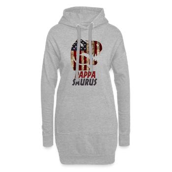 Patriotic Pappa Dinosaur - Hoodie-Kleid - Grau meliert - Vorne