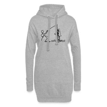 Pêcheur Requin Bâton de Pêche Figure Drôle - Sweat-shirt à capuche long Femme - gris chiné - Devant