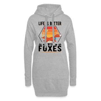 La vie est meilleure avec Foxes Fuchs - Sweat-shirt à capuche long Femme - gris chiné - Devant