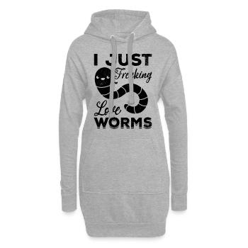 Netter Wurmliebhaber Ich liebe nur verdammte - Hoodie-Kleid - Grau meliert - Vorne