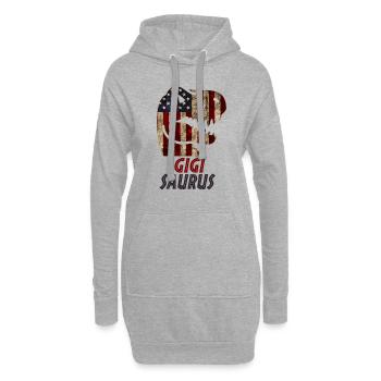 Dinosaure Gigi patriotique - Sweat-shirt à capuche long Femme - gris chiné - Devant