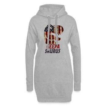 Patriotic Geepa Dinosaur - Hoodie-Kleid - Grau meliert - Vorne