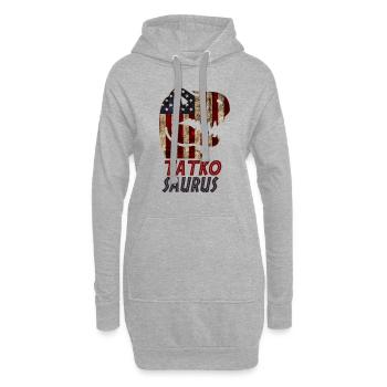 Patriotic Tatko Dinosaur - Hoodie-Kleid - Grau meliert - Vorne