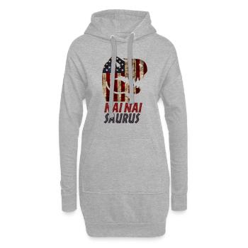 Dinosaure patriotique Nai nai - Sweat-shirt à capuche long Femme - gris chiné - Devant