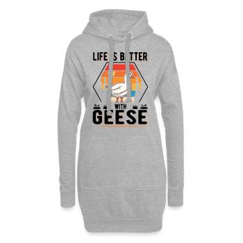 Life is better with Geese Gänse Gans - Hoodie-Kleid - Grau meliert - Vorne
