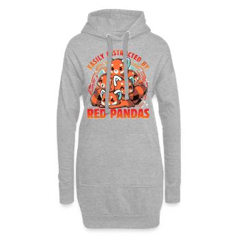 Easily Distracted by Pandas - Hoodie-Kleid - Grau meliert - Vorne