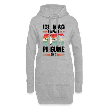 Ich mag einfach Pinguine - Hoodie-Kleid - Grau meliert - Vorne