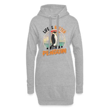 Life is better with a Penguin Pinguin - Hoodie-Kleid - Grau meliert - Vorne