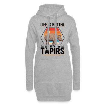 Life is better with Tapirs - Hoodie-Kleid - Grau meliert - Vorne