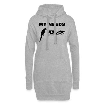My Needs Papagei Bird Tea & Book - Hoodie-Kleid - Grau meliert - Vorne