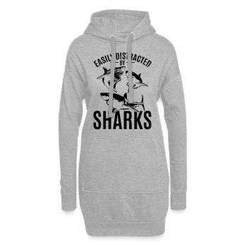 Great White Shark Love Ich werde leicht von Haien - Hoodie-Kleid - Grau meliert - Vorne