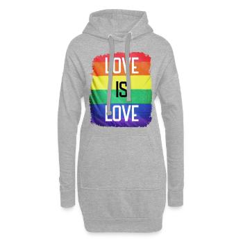 L’amour est l’amour, l’orgueil - Sweat-shirt à capuche long Femme - gris chiné - Devant