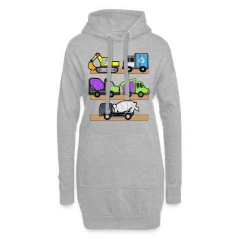 Bagger Baustelle Bauarbeiter Bau Truck I Geschenk - Hoodie-Kleid - Grau meliert - Vorne