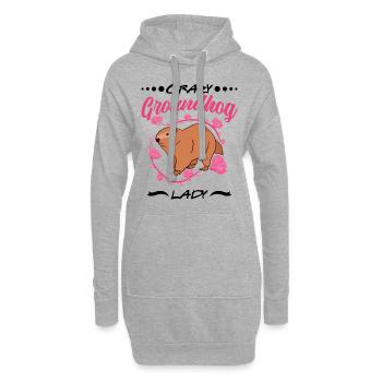 Verrückte Murmeltier Frau Crazy Groundhog lady - Hoodie-Kleid - Grau meliert - Vorne
