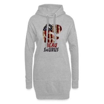 Patriotic Beau Dinosaur Beausaurus - Hoodie-Kleid - Grau meliert - Vorne