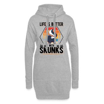 La vie est meilleure avec Skunks Skunk - Sweat-shirt à capuche long Femme - gris chiné - Devant