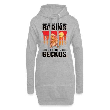 Gecko Geschenk Leopardengecko - Hoodie-Kleid - Grau meliert - Vorne
