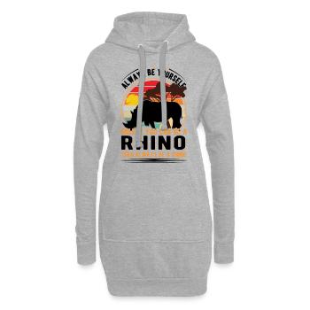 Nashorn Geschenk Rhino - Hoodie-Kleid - Grau meliert - Vorne