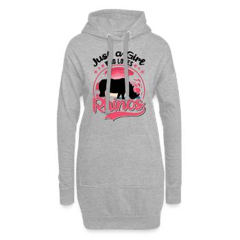 Nashorn Mädchen Rhino Girl - Sweat-shirt à capuche long Femme - gris chiné - Devant