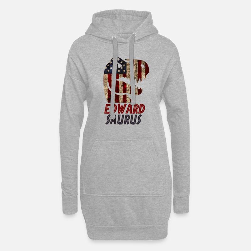 Patriotic Edward Dinosaur Edwardsaurus - Hoodie-Kleid - Grau meliert