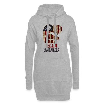 Patriotic Ella Dinosaur Ellasaurus - Hoodie-Kleid - Grau meliert - Vorne