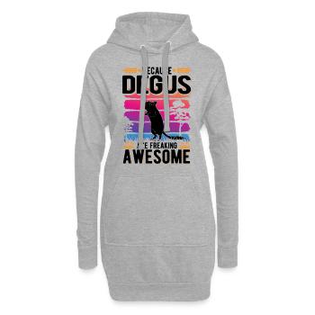 Parce que Degus est génial - Sweat-shirt à capuche long Femme - gris chiné - Devant