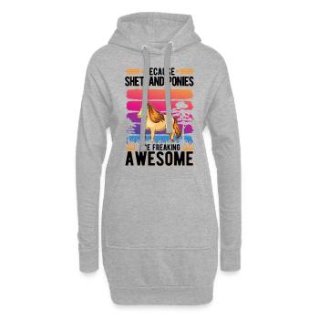 Because Shetland Ponies are freaking awesome - Hoodie-Kleid - Grau meliert - Vorne