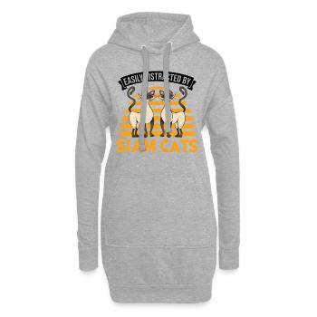 Easily distracted by Siam Cats Siamkatze - Hoodie-Kleid - Grau meliert - Vorne