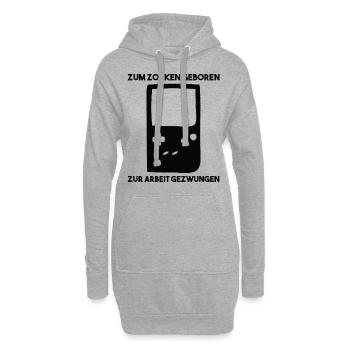 Zum Zocken Geboren Zur Arbeit Gezwungen - Hoodie-Kleid - Grau meliert - Vorne