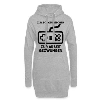 Zum Zocken Geboren Zur Arbeit Gezwungen - Hoodie-Kleid - Grau meliert - Vorne
