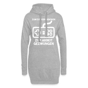 Zum Zocken Geboren Zur Arbeit Gezwungen - Hoodie-Kleid - Grau meliert - Vorne