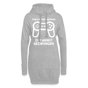 Zum Zocken Geboren Zur Arbeit Gezwungen - Hoodie-Kleid - Grau meliert - Vorne