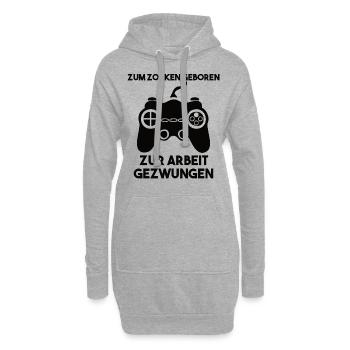 Zum Zocken Geboren Zur Arbeit Gezwungen - Hoodie-Kleid - Grau meliert - Vorne