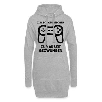 Zum Zocken Geboren Zur Arbeit Gezwungen - Hoodie-Kleid - Grau meliert - Vorne