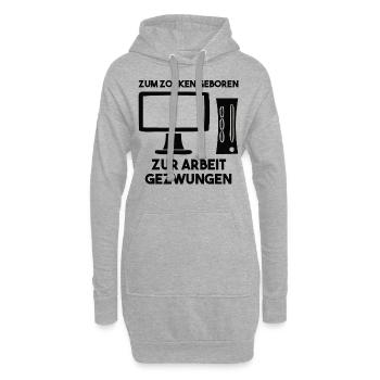Zum Zocken Geboren Zur Arbeit Gezwungen - Hoodie-Kleid - Grau meliert - Vorne