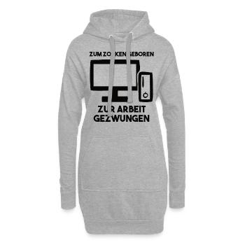 Zum Zocken Geboren Zur Arbeit Gezwungen - Hoodie-Kleid - Grau meliert - Vorne