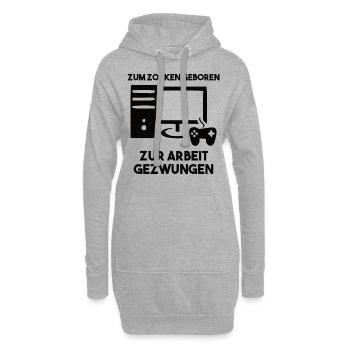 Zum Zocken Geboren Zur Arbeit Gezwungen - Hoodie-Kleid - Grau meliert - Vorne