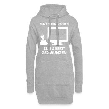 Zum Zocken Geboren Zur Arbeit Gezwungen - Hoodie-Kleid - Grau meliert - Vorne