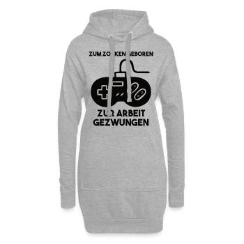 Zum Zocken Geboren Zur Arbeit Gezwungen - Hoodie-Kleid - Grau meliert - Vorne