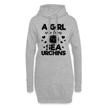 Ein Mädchen, das Seeigel liebt - Hoodie-Kleid - Grau meliert - Vorne