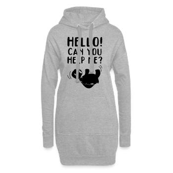 Bonjour! Est-ce que vous pouvez m’aider? Drôle de tortue - Sweat-shirt à capuche long Femme - gris chiné - Devant