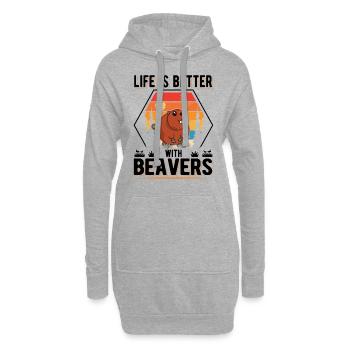 Life is better with Beavers Biber - Hoodie-Kleid - Grau meliert - Vorne