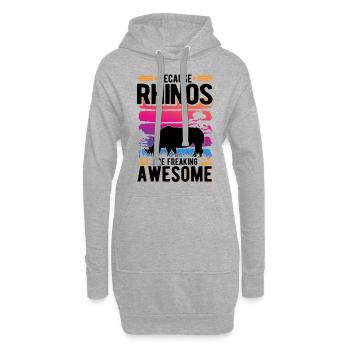 Because Rhinos are freaking awesome Nashorn - Hoodie-Kleid - Grau meliert - Vorne