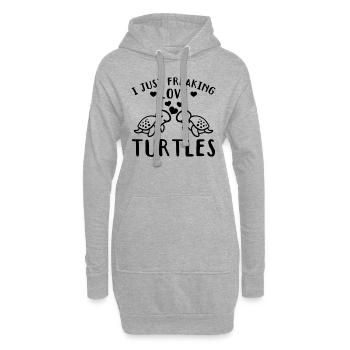 I Just Freaking Love Turtles - Süße - Hoodie-Kleid - Grau meliert - Vorne
