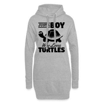 Juste un garçon qui aime les tortues - Sweat-shirt à capuche long Femme - gris chiné - Devant